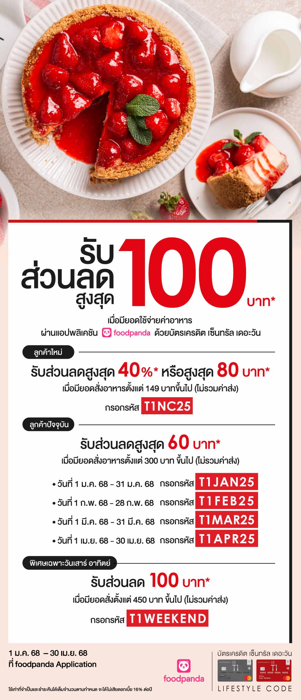 รับส่วนลดสูงสุด  100 บาท* เมื่อมียอดใช้จ่ายค่าอาหาร ผ่านแอปพลิเคชัน foodpanda | บัตรเครดิต | สมัครบัตรเครดิต | สมัครบัตรเครดิตออนไลน์ | สิทธิประโยชน์บัตรเครดิต | สมัครสินเชื่อออนไลน์ | บัตรเครดิต ผ่อน 0% | บัตรเครดิต ใช้ต่างประเทศ