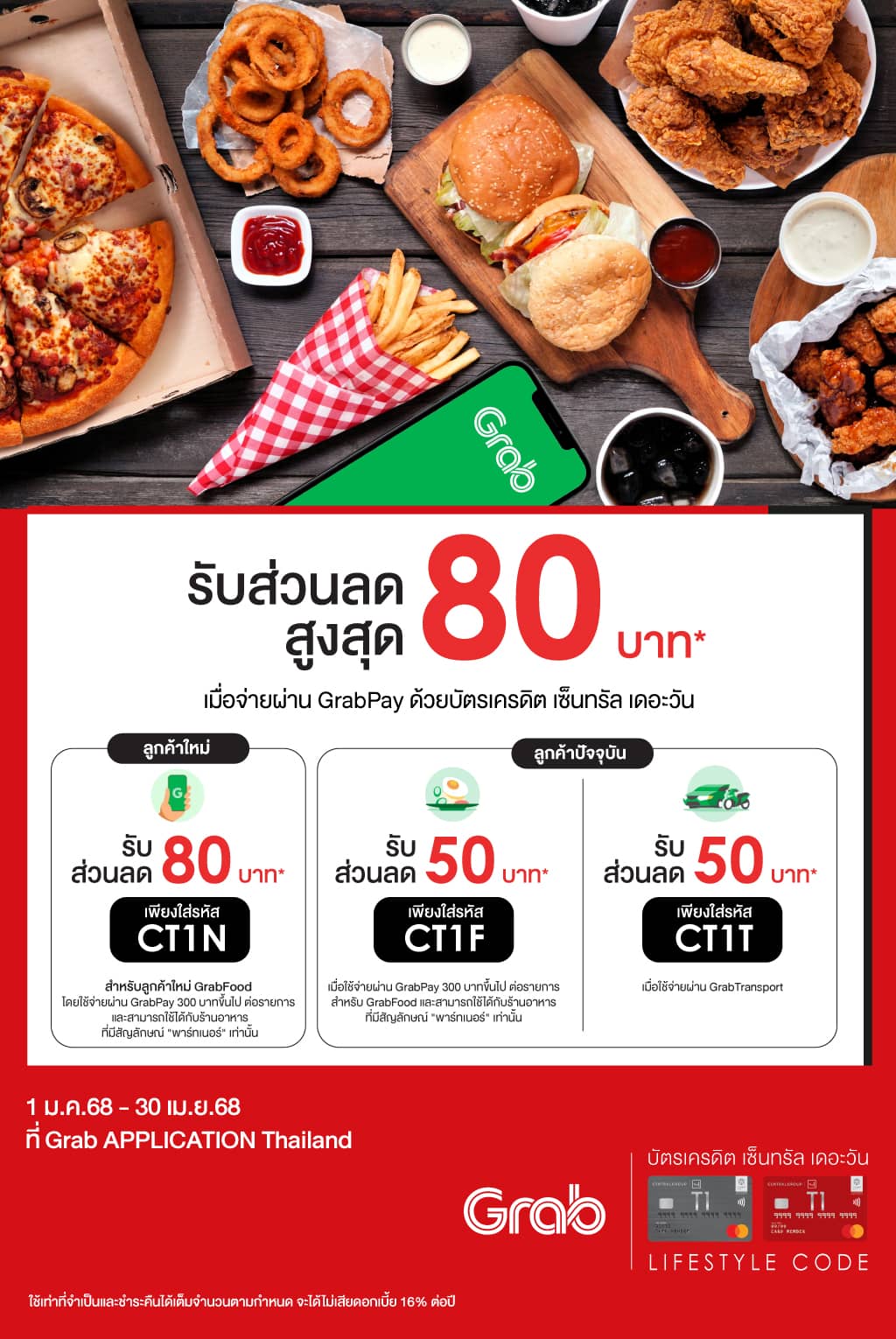 รับส่วนลดสูงสุด 80 บาท* เมื่อจ่ายผ่าน GrabPay ด้วยบัตรเครดิต เซ็นทรัล เดอะวัน ที่ Grab APPLICAFON Thailand | บัตรเครดิต | สมัครบัตรเครดิต | สมัครบัตรเครดิตออนไลน์ | สิทธิประโยชน์บัตรเครดิต | สมัครสินเชื่อออนไลน์ | บัตรเครดิต ผ่อน 0% | บัตรเครดิต ใช้ต่างประเทศ | บัตรเครดิต ท่องเที่ยว | บัตรเครดิตเติมน้ำมัน