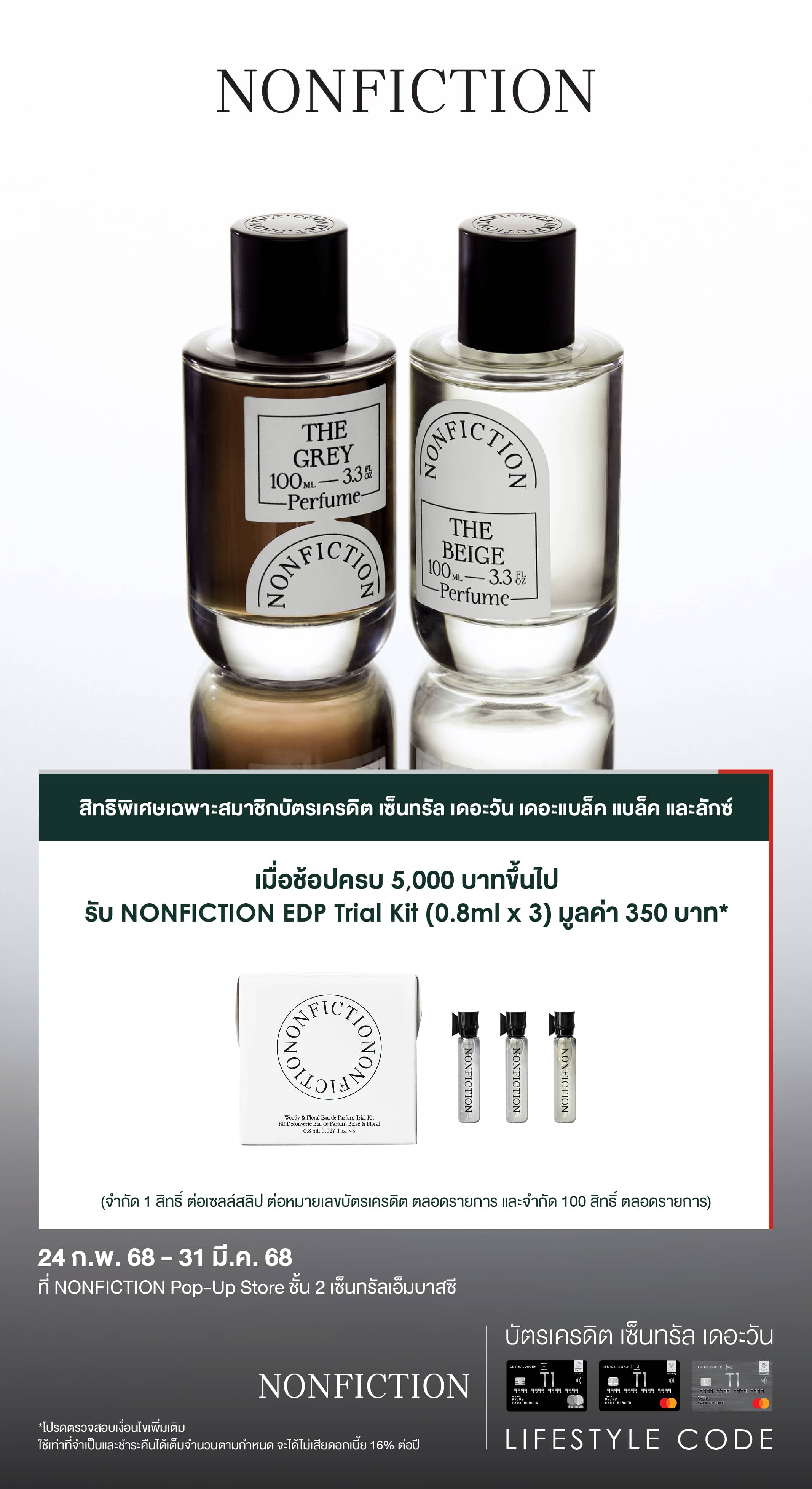 รับ NONFICTION EDP Trial KIT (0.8 mlx3) มูลค่า 350 บาท*  