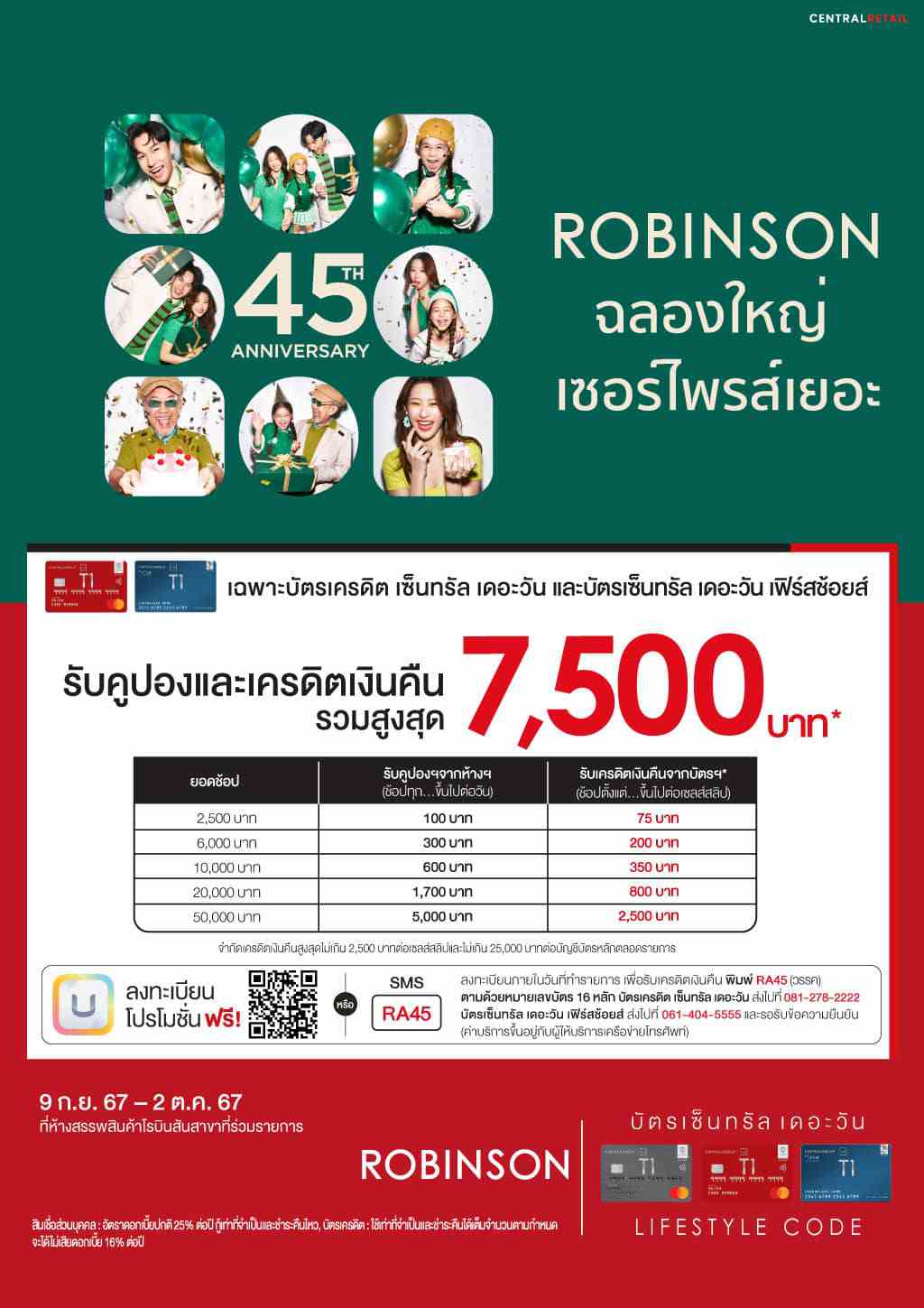 รับคะแนนเดอะวันพิเศษรวมสูงสุด 75,000 คะแนน ห้างสรรพสินค้าโรบินสันสาขาที่ร่วมรายการ | บัตรเครดิต | สมัครบัตรเครดิต | สมัครบัตรเครดิตออนไลน์ | สิทธิประโยชน์บัตรเครดิต | สมัครสินเชื่อออนไลน์ | บัตรเครดิต ผ่อน 0% | บัตรเครดิต ใช้ต่างประเทศ | บัตรเครดิต ท่องเที่ยว | บัตรเครดิตเติมน้ำมัน