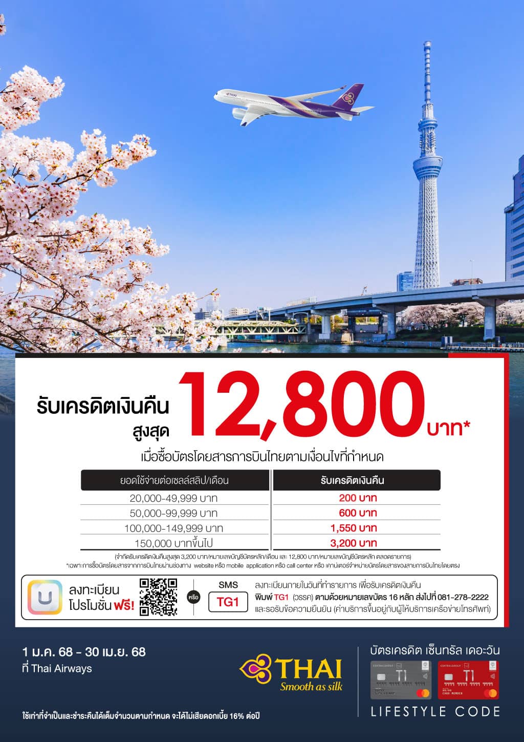 รับเครดิตเงินคืนสูงสุด 12,800 บาท* เมื่อซื้อบัตรโดยสารการบินไทย ตามเงื่อนไขกำหนด | บัตรเครดิต | สมัครบัตรเครดิต | สมัครบัตรเครดิตออนไลน์ | สิทธิประโยชน์บัตรเครดิต | สมัครสินเชื่อออนไลน์ | บัตรเครดิต ผ่อน 0% | บัตรเครดิต ใช้ต่างประเทศ | บัตรเครดิต ท่องเที่ยว | บัตรเครดิตเติมน้ำมัน